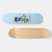 Funny lizard zingt met cartoon van de microfoon skateboard (Horizontaal)