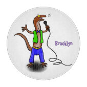 Funny lizard zingt met cartoon van de microfoon snijplank (Voorkant)