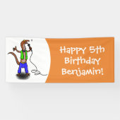 Funny lizard zingt met cartoon van de microfoon spandoek (Horizontaal)