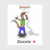Funny lizard zingt met cartoon van de microfoon sticker (Vel)
