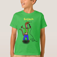 Funny lizard zingt met cartoon van de microfoon