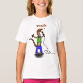 Funny lizard zingt met cartoon van de microfoon t-shirt (Voorkant)