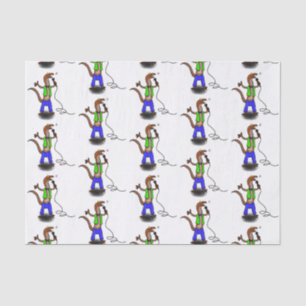 Funny lizard zingt met cartoon van de microfoon tissuepapier