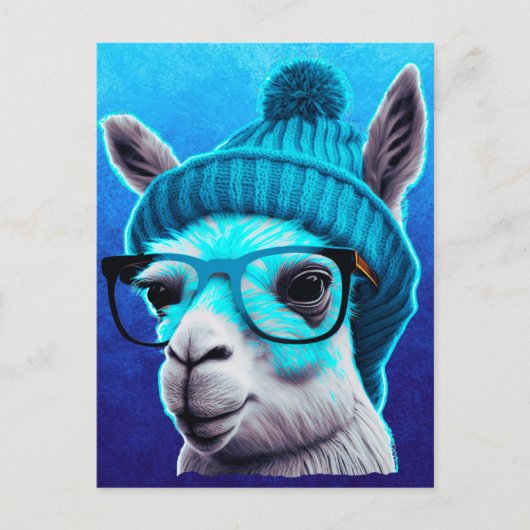 Funny Llama Alpaca Cute Animals Pet Glasses Briefkaart (Voorkant)
