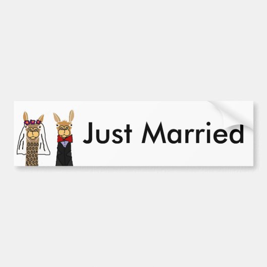 Funny Llama Bride en Groom Wedding Art Bumpersticker (Voorkant)
