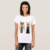 Funny Llama Bride en Groom Wedding Art T-shirt (Voorkant volledig)