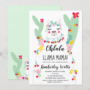 Funny llama cactus illustratie fiesta baby shower kaart