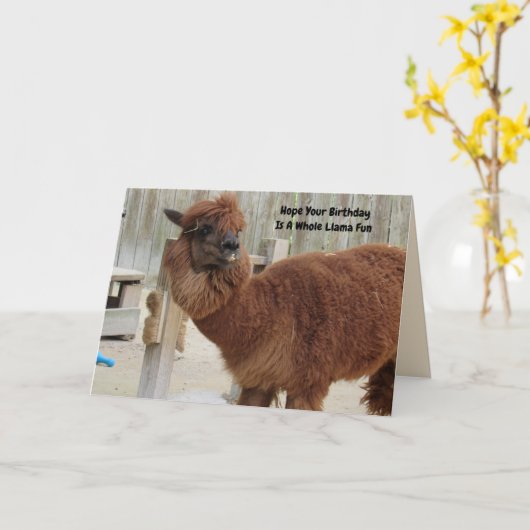 Funny Llama carte d'anniversaire (Fleur jaune)