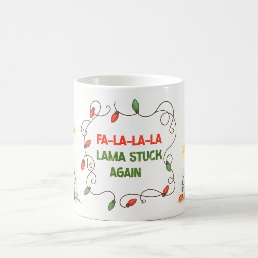 Funny Llama Christmas Lights Mug (Centre)