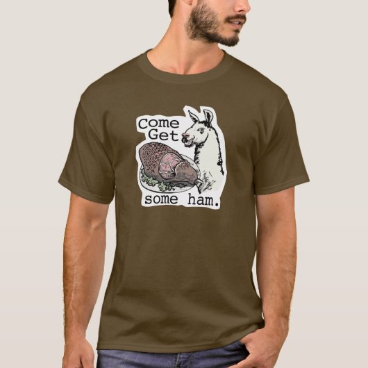 Funny Llama die ham krijgt van Mudge Studios T-shirt (Voorkant)