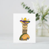 Funny Llama die Taco-Cartoon eet Briefkaart (Staand voorkant)