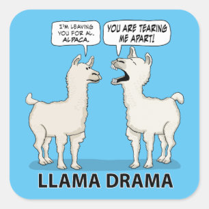 Funny Llama Drama Vierkante Sticker