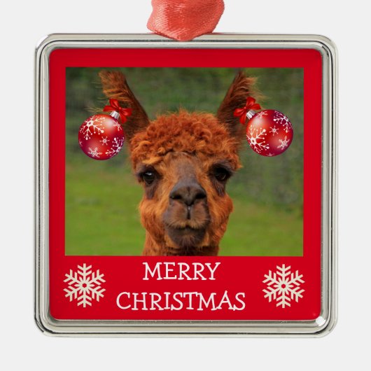 Funny Llama en Ornament met kerstballen (Voorkant)