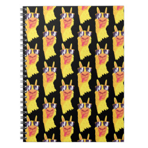 Funny Llama-gezicht met bril-patroon Notitieboek