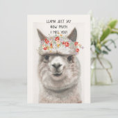 Funny Llama Ik mis je Wenskaart Aankondiging (Staand voorkant)