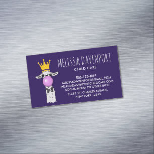 Funny Llama Illustratie die een roze bubbeltje bla Magnetisch Visitekaartje