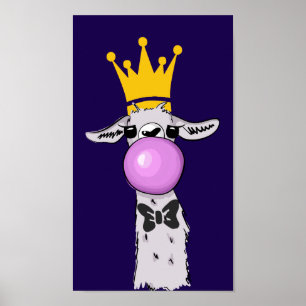 Funny Llama Illustratie die een roze bubbeltje bla Poster