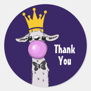 Funny Llama Illustratie die een roze bubbeltje bla Ronde Sticker
