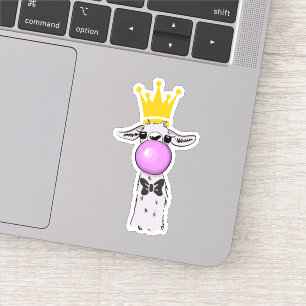 Funny Llama Illustratie die een roze bubbeltje bla Sticker