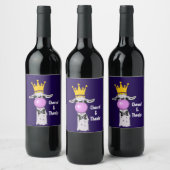 Funny Llama Illustratie die een roze bubbeltje bla Wijn Etiket (Flessen)