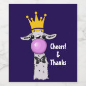 Funny Llama Illustratie die een roze bubbeltje bla Wijn Etiket (Enkel label)