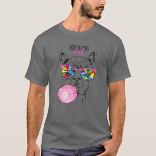 Funny llama in een regenboogbril, roze bubbelglas t-shirt