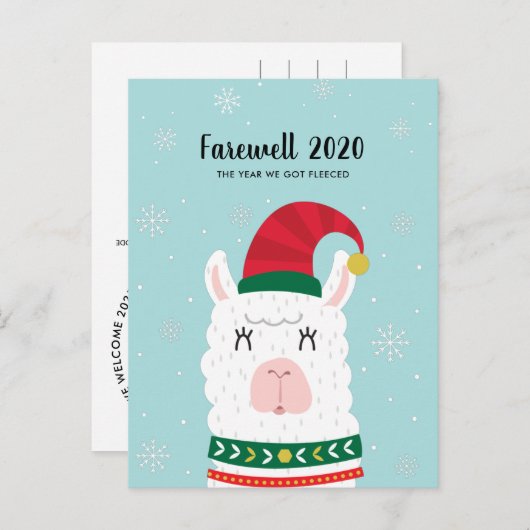 Funny Llama, jaar dat we gevlucht waren met kerst  Briefkaart (Voorkant / Achterkant)