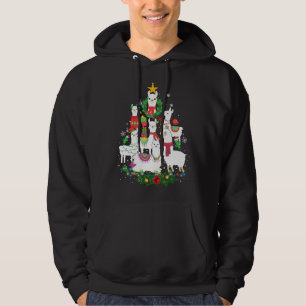 Funny Llama-kerstboom Alpaca Xmas Lights Holi Hoodie