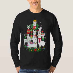 Funny Llama-kerstboom Alpaca Xmas Lights Holi T-shirt