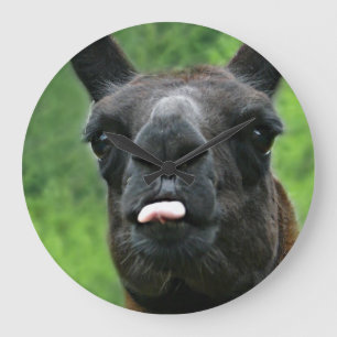 Funny Llama met grote hoogte en roze tong Klok
