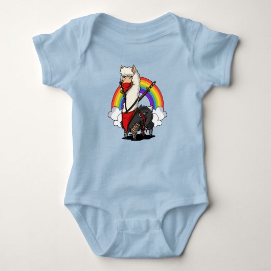 Funny Llama Ninja Alpaca Animal Samurai Romper (Voorkant)
