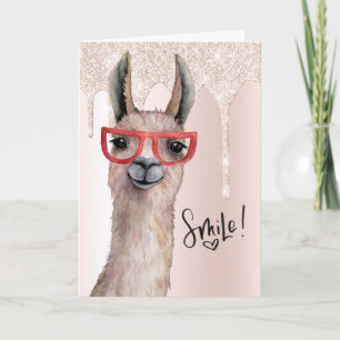 Funny Llama Pink Glitter Hartelijk dank Kaart