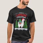 Funny Llama Santa Hat met Kerstmis Pajamas Alpaca  T-shirt (Voorkant)