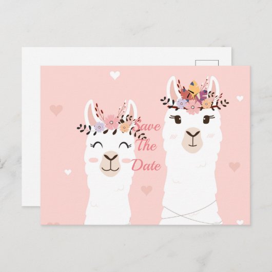 Funny Llama sparen de datum Briefkaart (Voorkant / Achterkant)