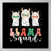 Funny Llama Squad Sunbril Cool Llamas Retro Poster (Voorkant)