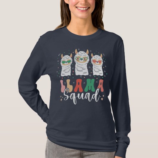 Funny Llama Squad Sunbril Cool Llamas Retro T-shirt (Voorkant)