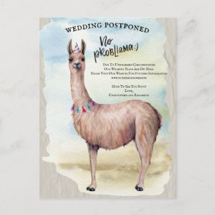 Funny Llama Wedding Postponed Date Change Briefkaart