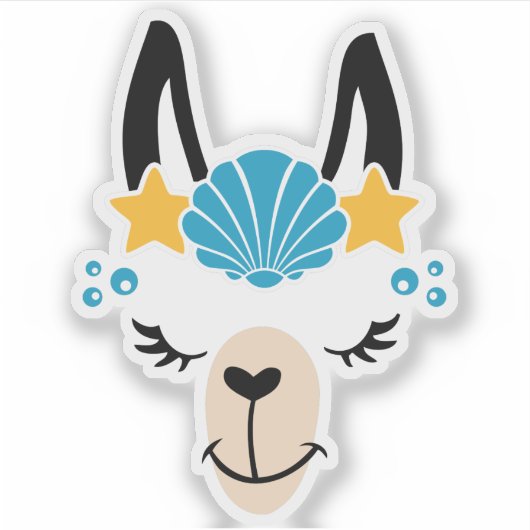 Funny Llama Zomer Strand Sticker (Voorkant)
