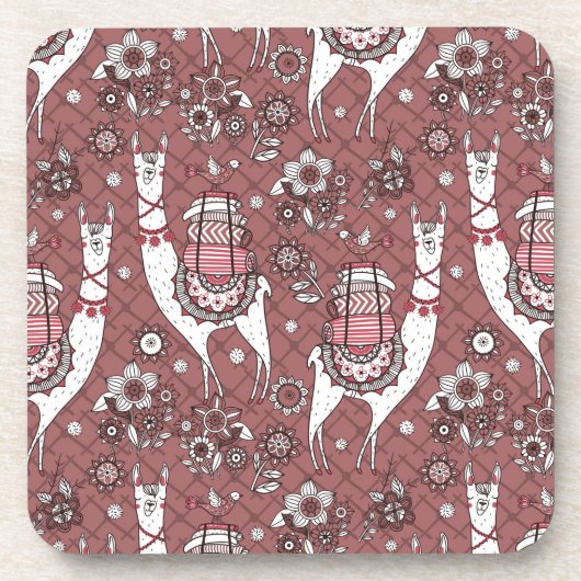 Funny Llamas Pattern Bier Onderzetter (Voorkant)