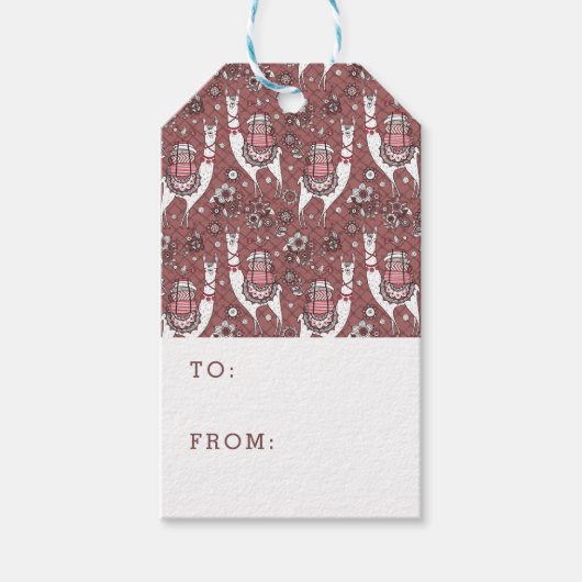 Funny Llamas Pattern Cadeaulabel (Voorkant)