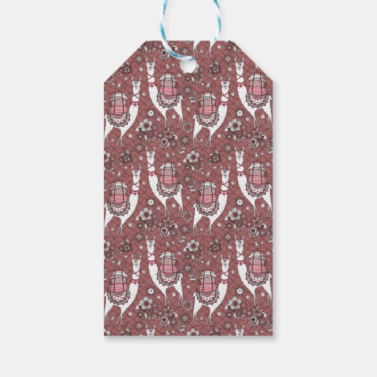 Funny Llamas Pattern Cadeaulabel (Achterkant)