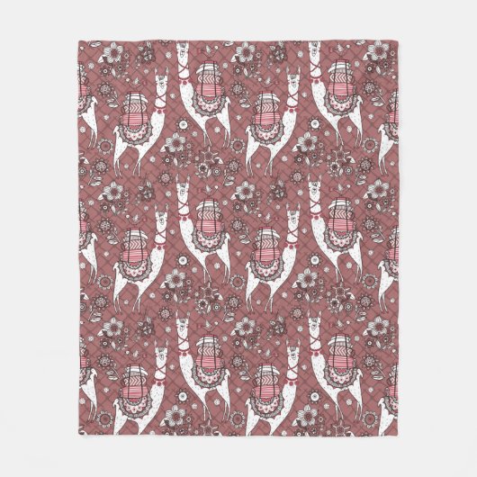 Funny Llamas Pattern Fleece Deken (Voorkant)