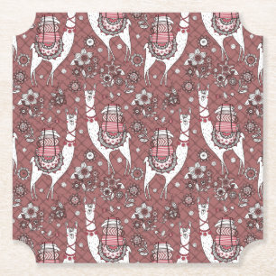 Funny Llamas Pattern Kartonnen Onderzetters