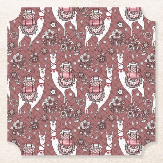Funny Llamas Pattern Kartonnen Onderzetters (Voorkant)