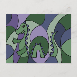 Funny Loch Ness Monster Abstracte Art Briefkaart
