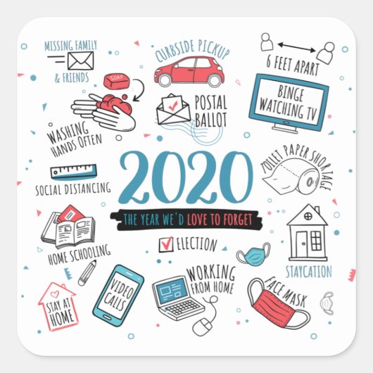 Funny Lockdown 2020 Quarantine Herdenking Vierkante Sticker (Voorkant)