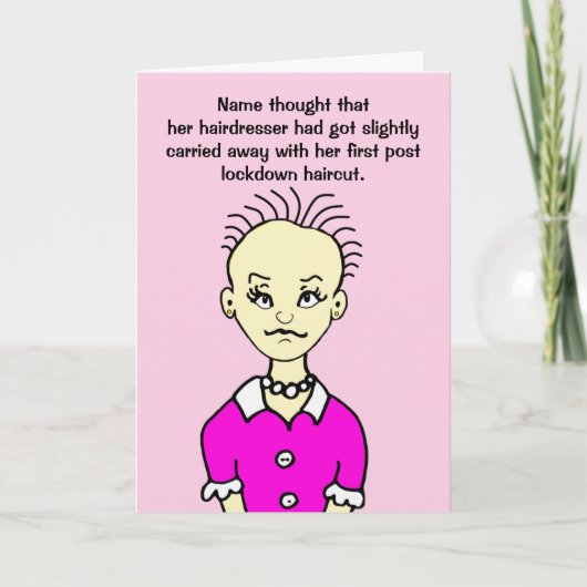 Funny Lockdown First Haircut Vrouw Birthday Card Kaart (Voorkant)