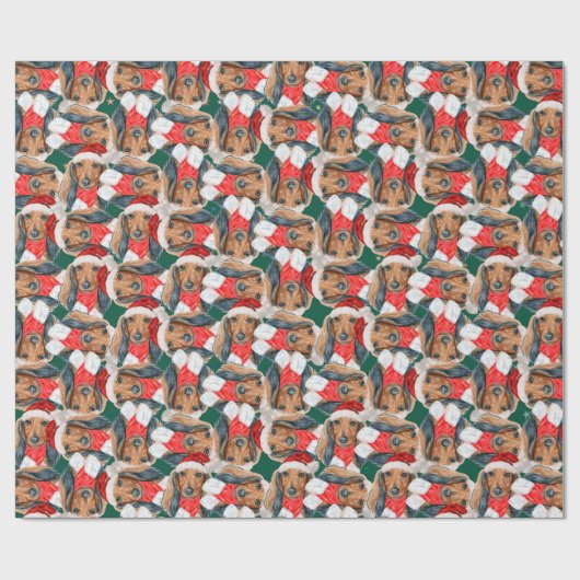 Funny Long Hazard Dachshund Kerstmis Pattern Cadeaupapier (Vlak)