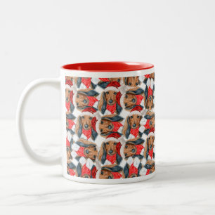 Funny Long Hazard Dachshund Kerstmis Pattern Tweekleurige Koffiemok