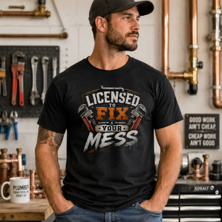 Funny Loodgieters T-shirt Gerechtigd om je rotzooi
